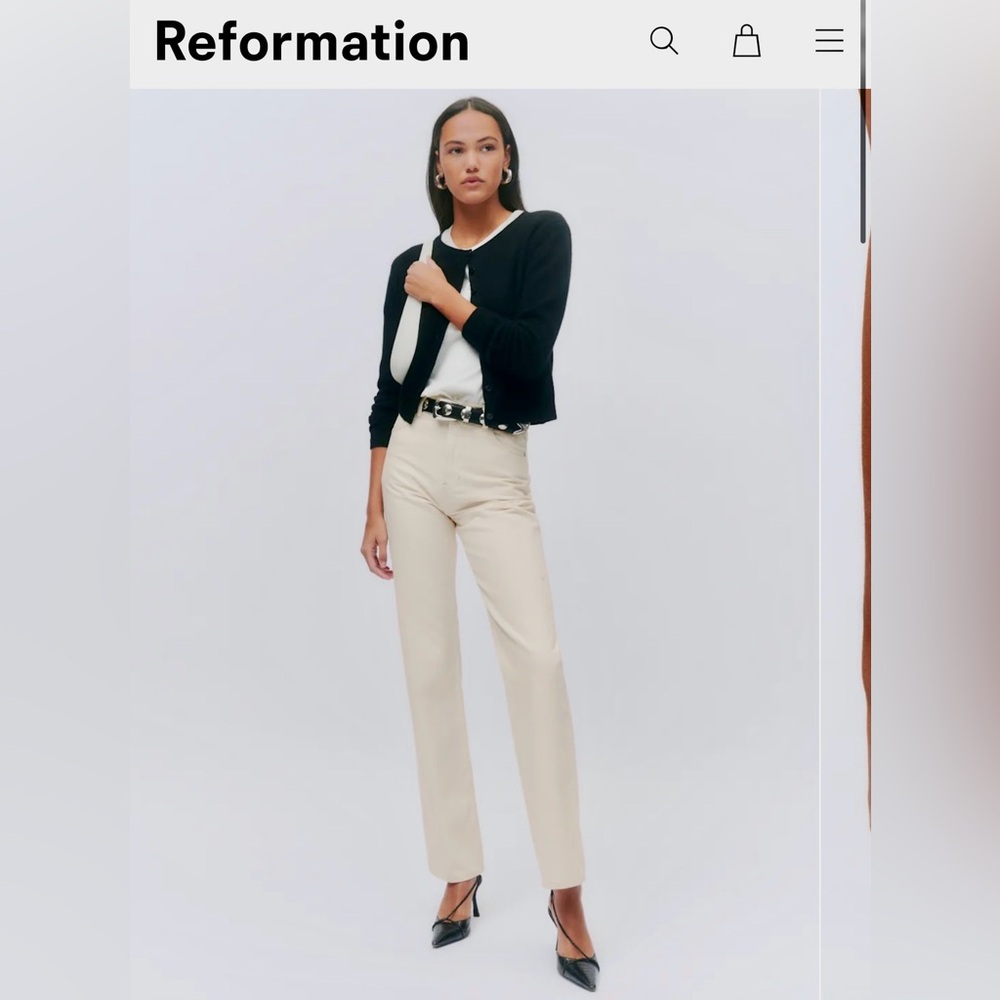 NWOT Reformation Abby High Rise Straight Jeans Ivory - Size 29